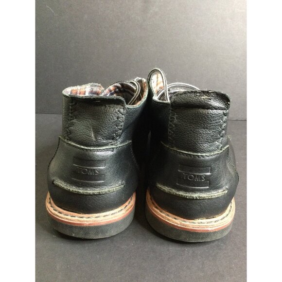Toms Mens Leather Chukka Ankle Boots Shoes Lace Up Black Plaid Lined main image 3